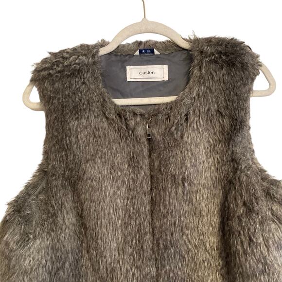 Y2K Brown White Mob Wife Maximalist New York Streetwear Faux Fur Vest Sz Medium - Picture 6 of 14